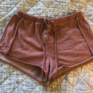 Burgundy Lace Up Shorts